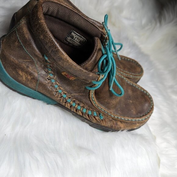 Twisted X woman's Handcrafted Cowgirl Lace-up Chukka Brown  color Size 10 M - Picture 9 of 13